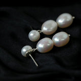Three Freshwater Pearl Drop Earrings - Gembea Jewelry
