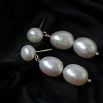 Three Freshwater Pearl Drop Earrings - Gembea Jewelry