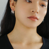 Three Hoops Black Agate Pendant Earrings - Gembea Jewelry