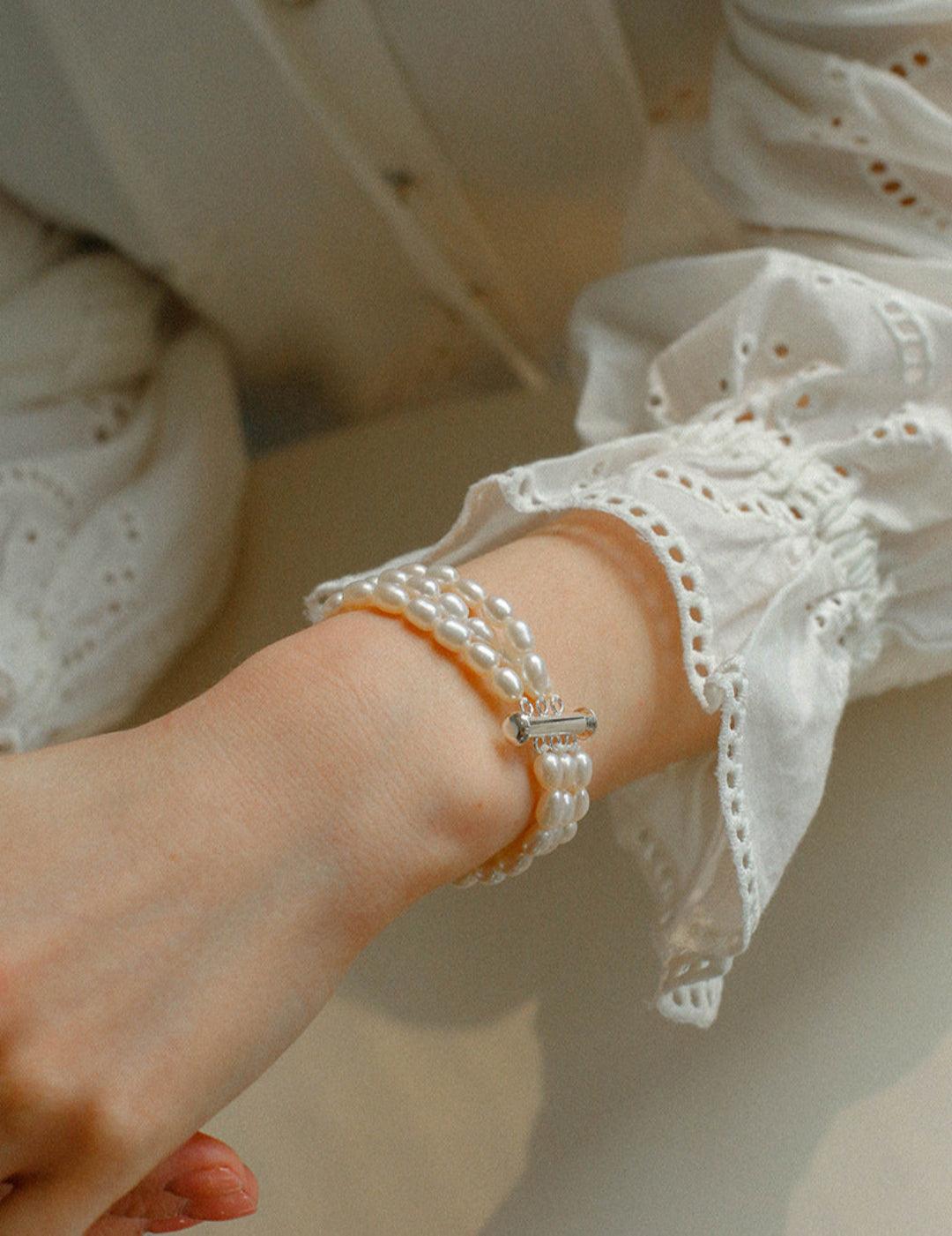 Three Layer Freshwater Pearl Bracelet - Gembea Jewelry