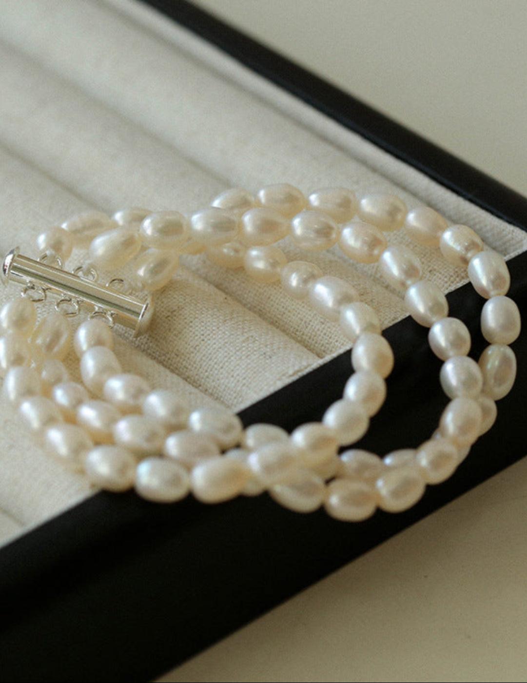 Three Layer Freshwater Pearl Bracelet - Gembea Jewelry