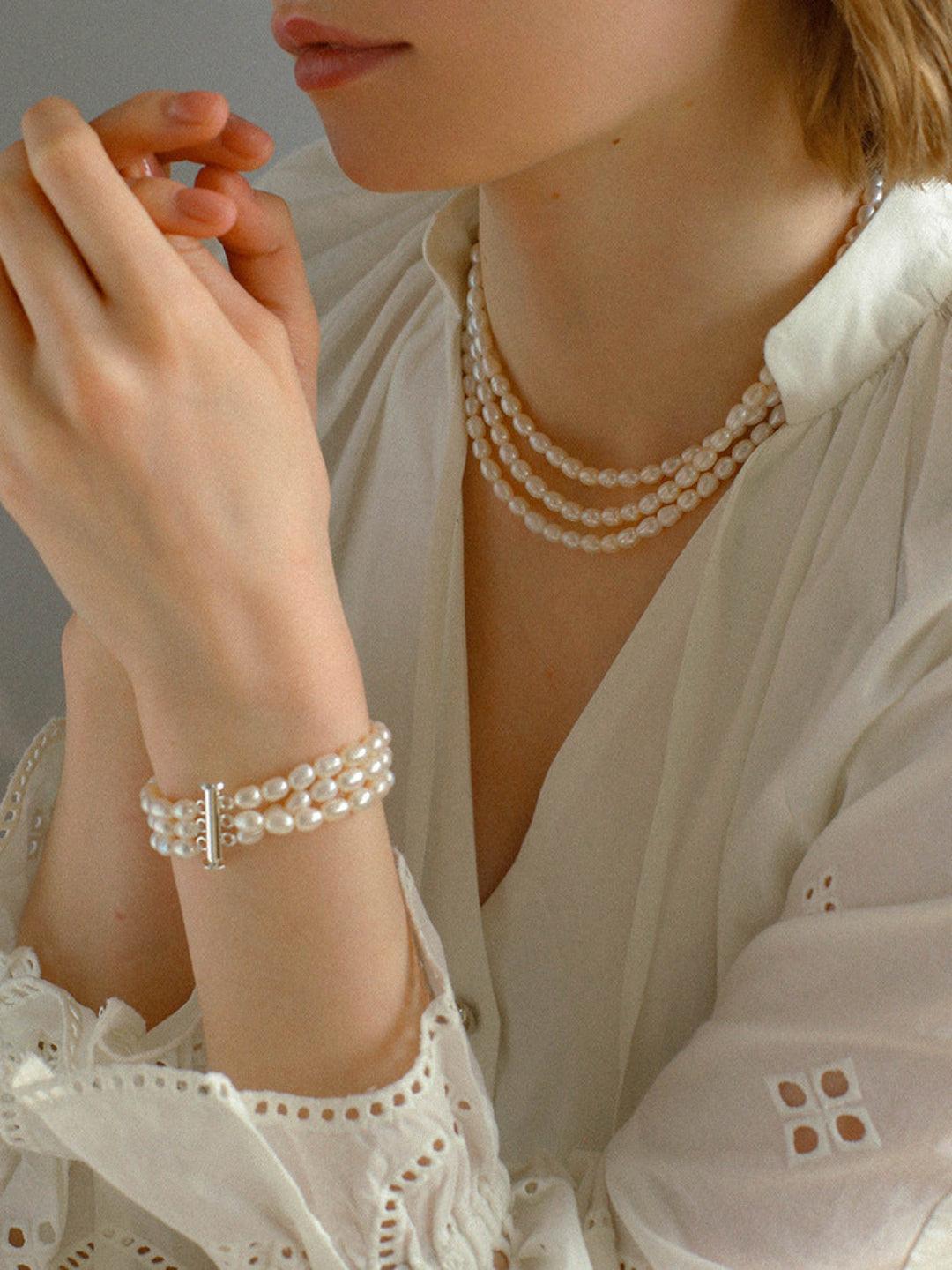 Three Layer Freshwater Pearl Bracelet - Gembea Jewelry