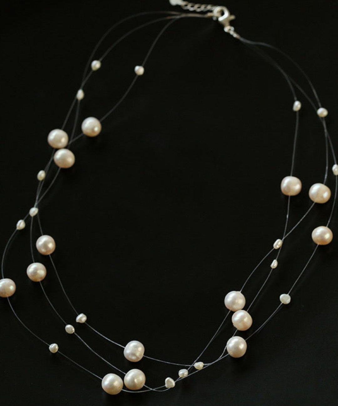 Three Layer Natural Freshwater Pearl Necklace - Gembea Jewelry