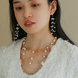 Three Layer Natural Freshwater Pearl Necklace - Gembea Jewelry