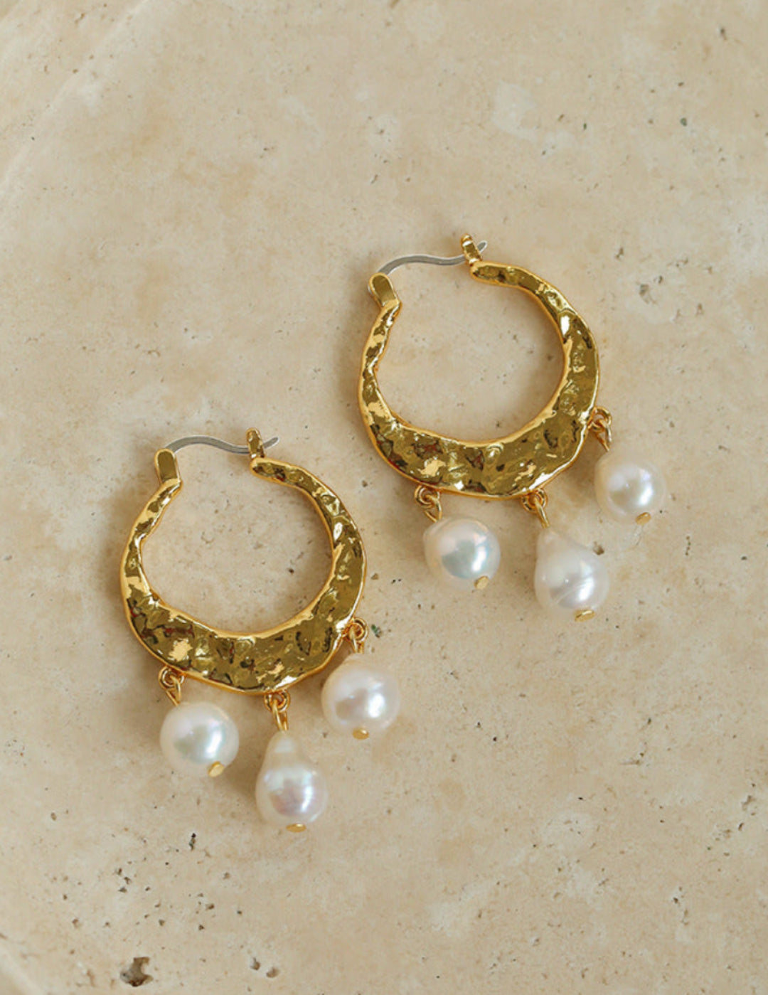 Gembea Jewelry Pearl Drop Hoop Earrings
