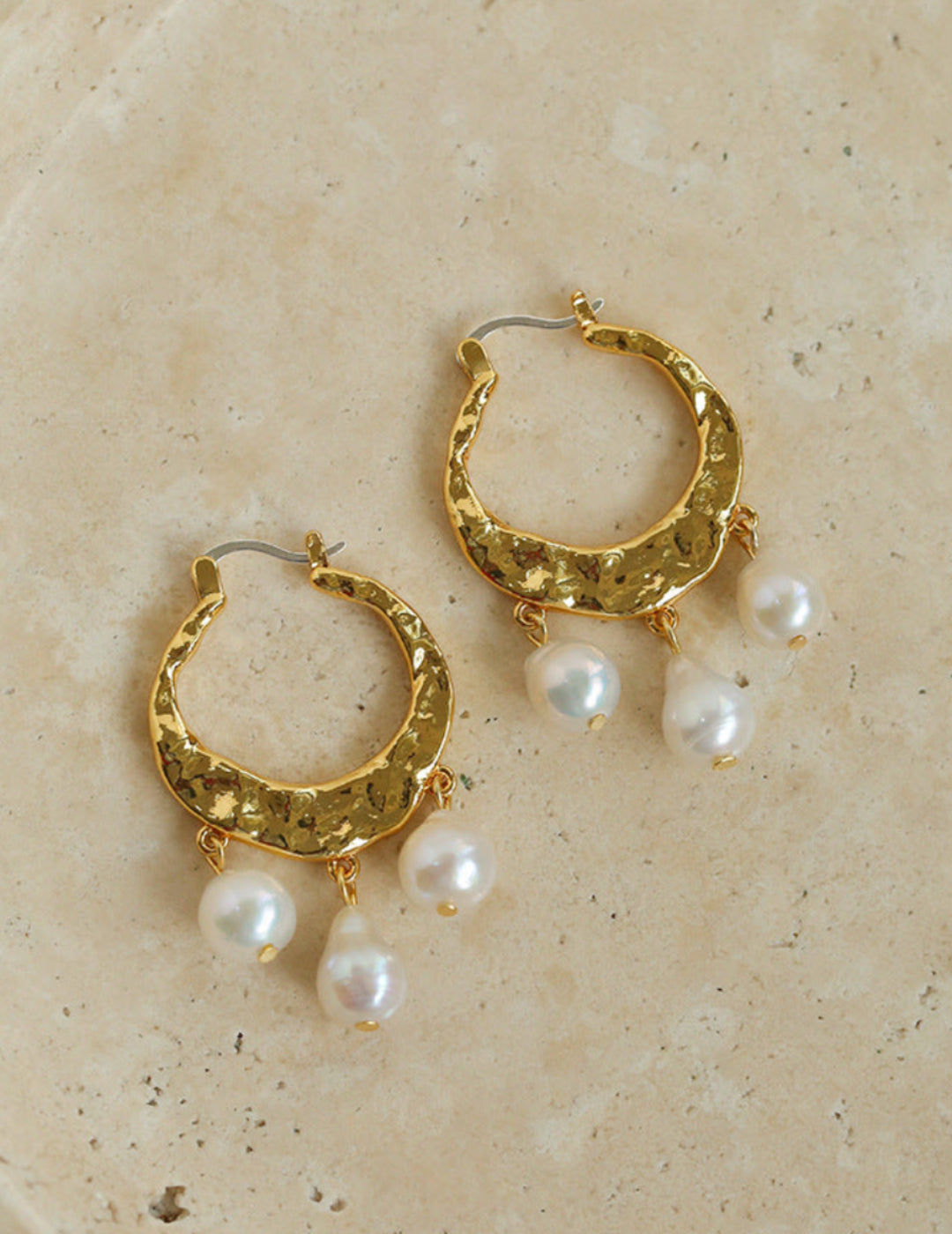 Gembea Jewelry Pearl Drop Hoop Earrings