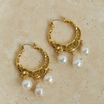Gembea Jewelry Pearl Drop Hoop Earrings