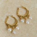 Gembea Jewelry Pearl Drop Hoop Earrings