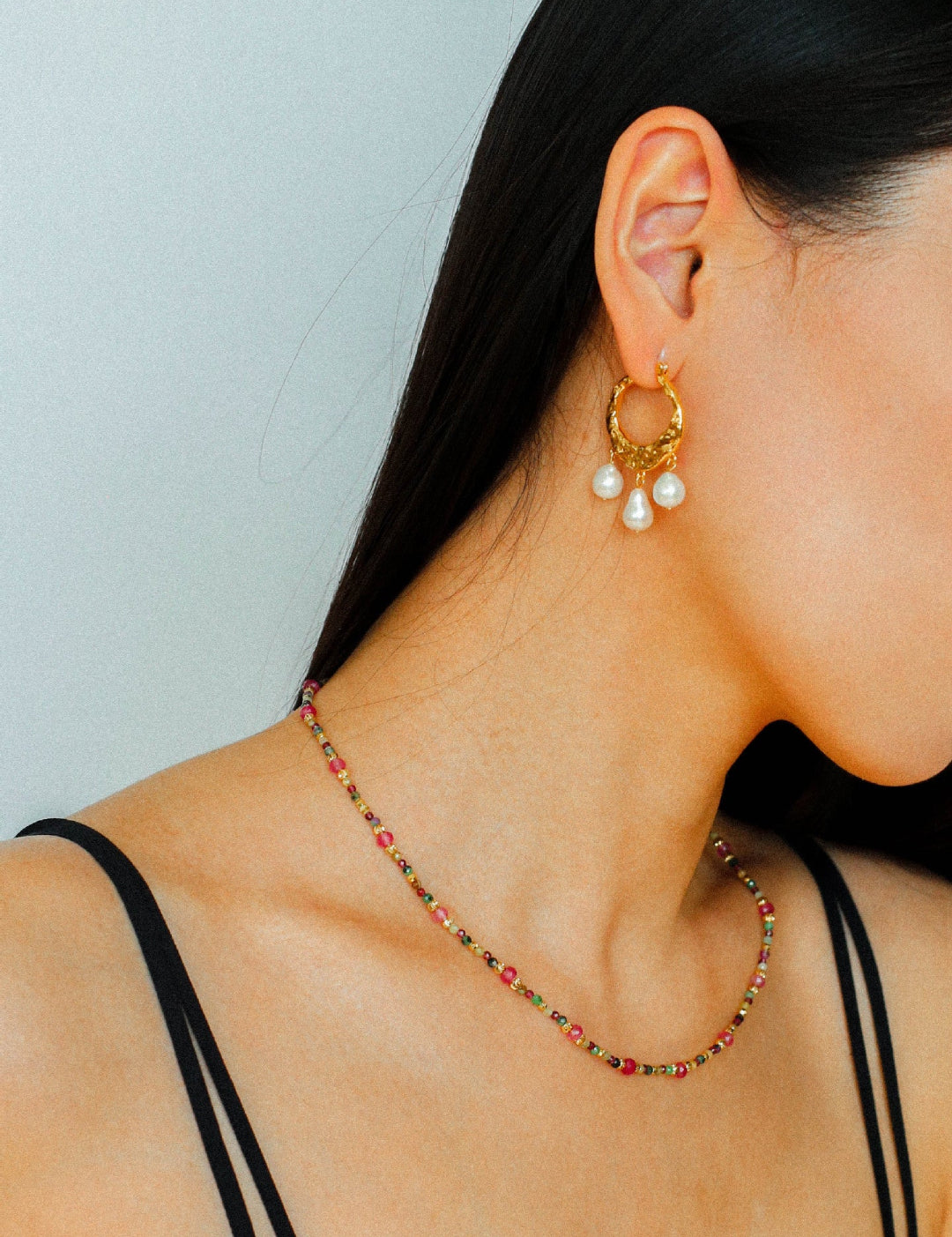 Gembea Jewelry Pearl Drop Hoop Earrings