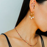 Gembea Jewelry Pearl Drop Hoop Earrings