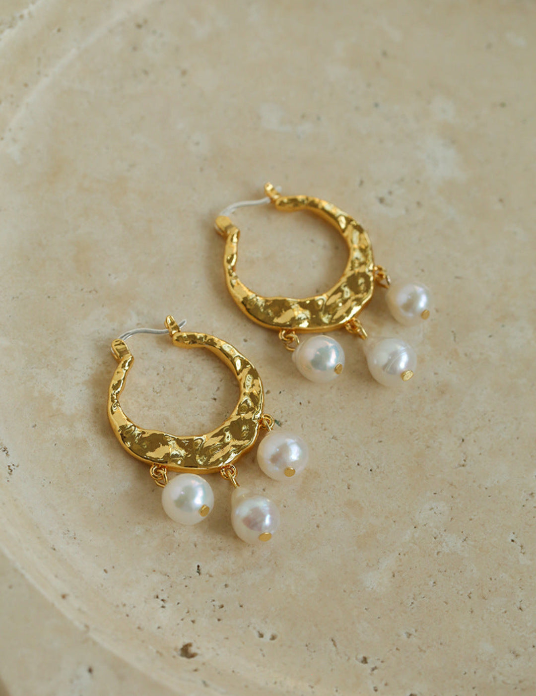 Gembea Jewelry Pearl Drop Hoop Earrings