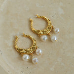 Gembea Jewelry Pearl Drop Hoop Earrings