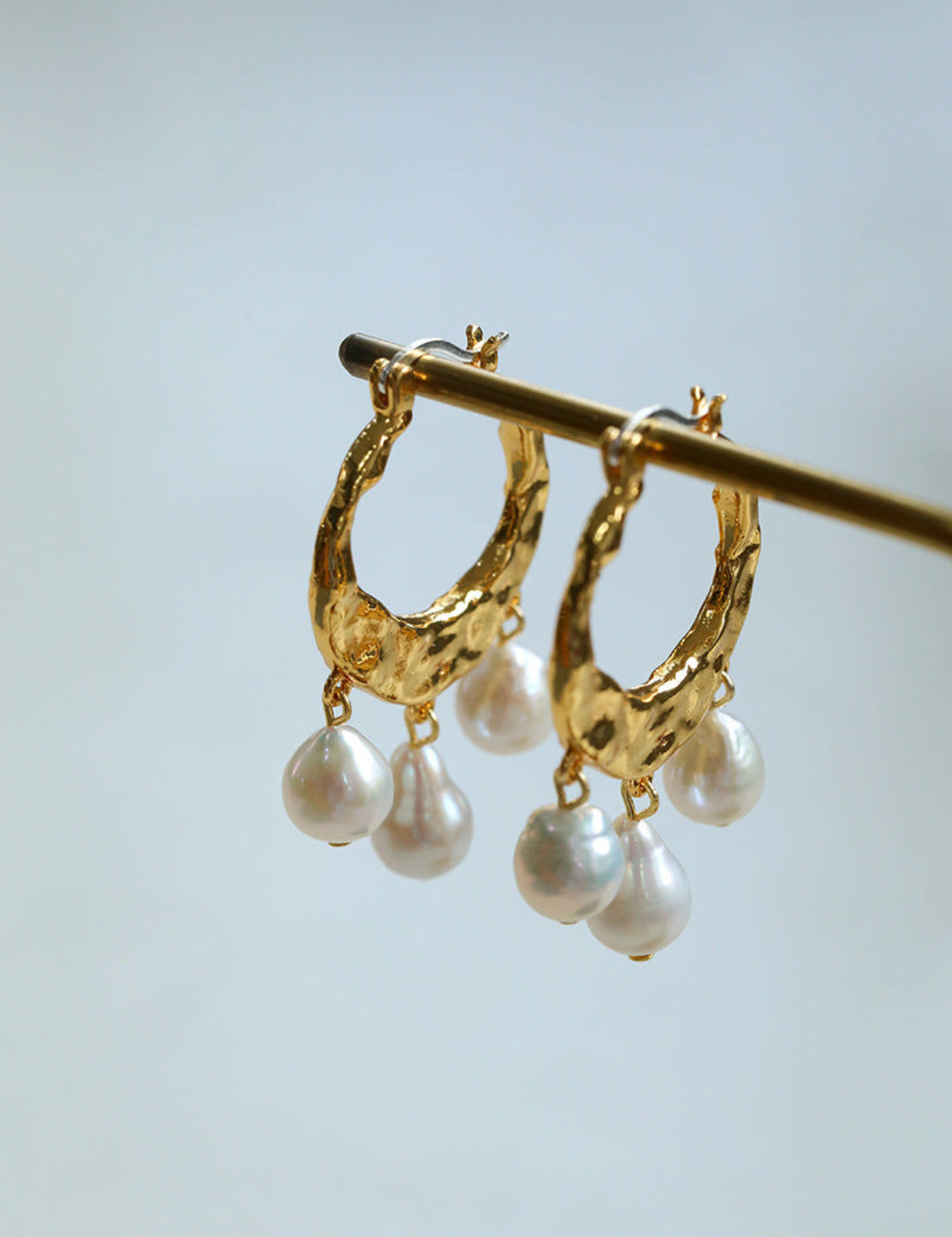 Gembea Jewelry Pearl Drop Hoop Earrings
