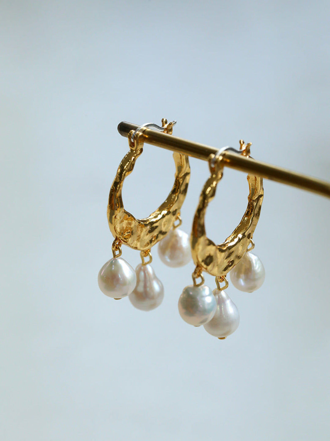 Gembea Jewelry Pearl Drop Hoop Earrings