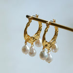 Gembea Jewelry Pearl Drop Hoop Earrings