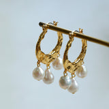 Gembea Jewelry Pearl Drop Hoop Earrings