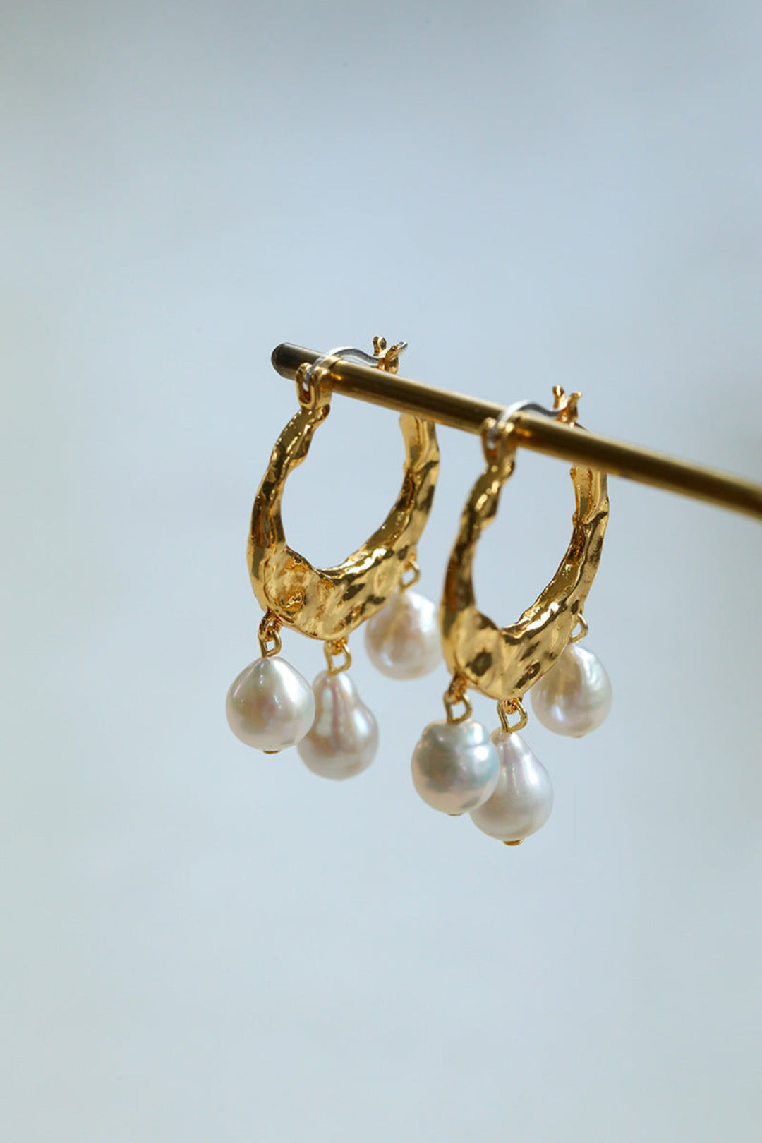 Gembea Jewelry Pearl Drop Hoop Earrings