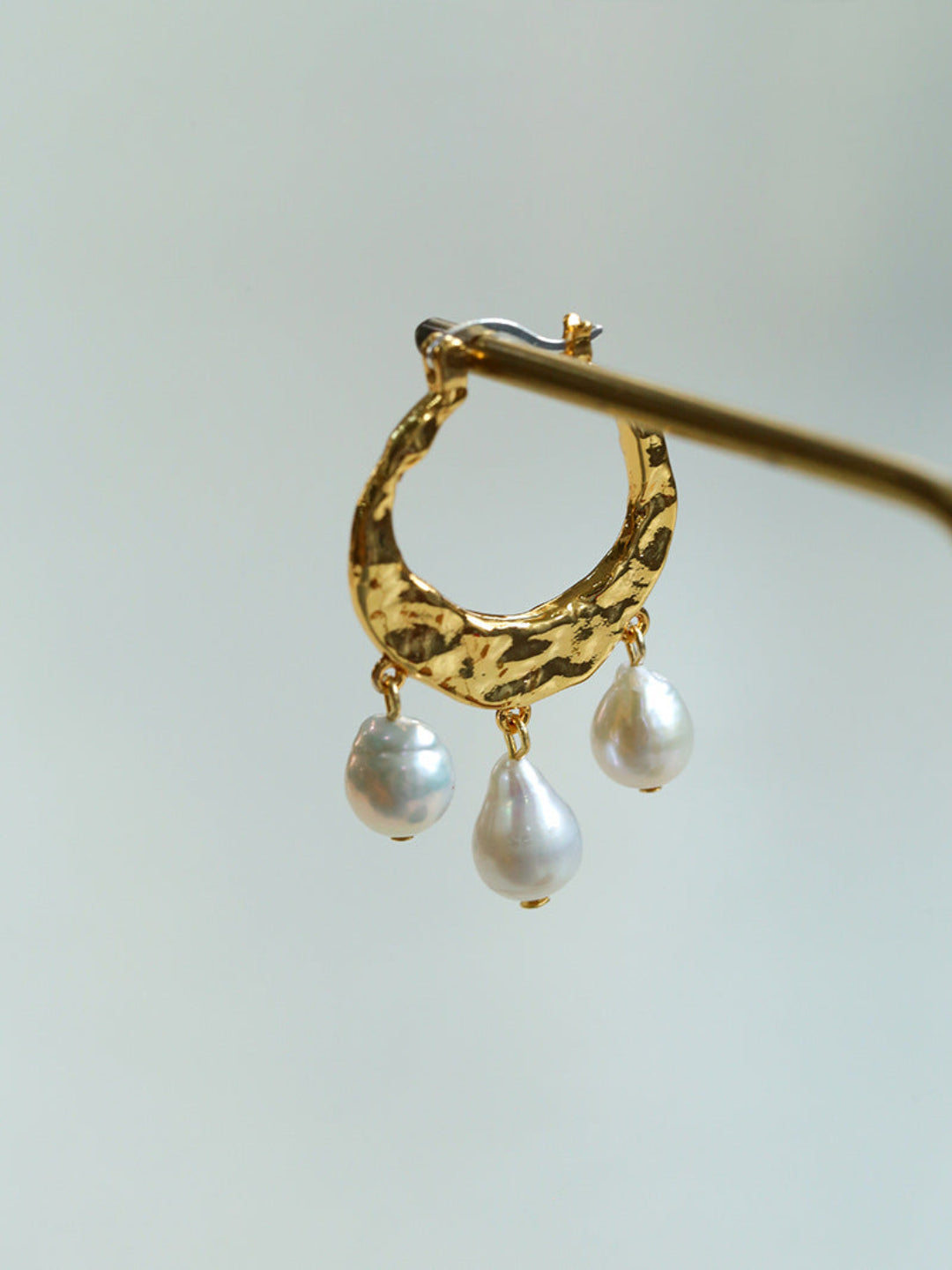 Gembea Jewelry Pearl Drop Hoop Earrings