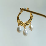 Gembea Jewelry Pearl Drop Hoop Earrings