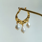Gembea Jewelry Pearl Drop Hoop Earrings