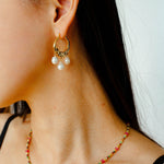 Gembea Jewelry Pearl Drop Hoop Earrings