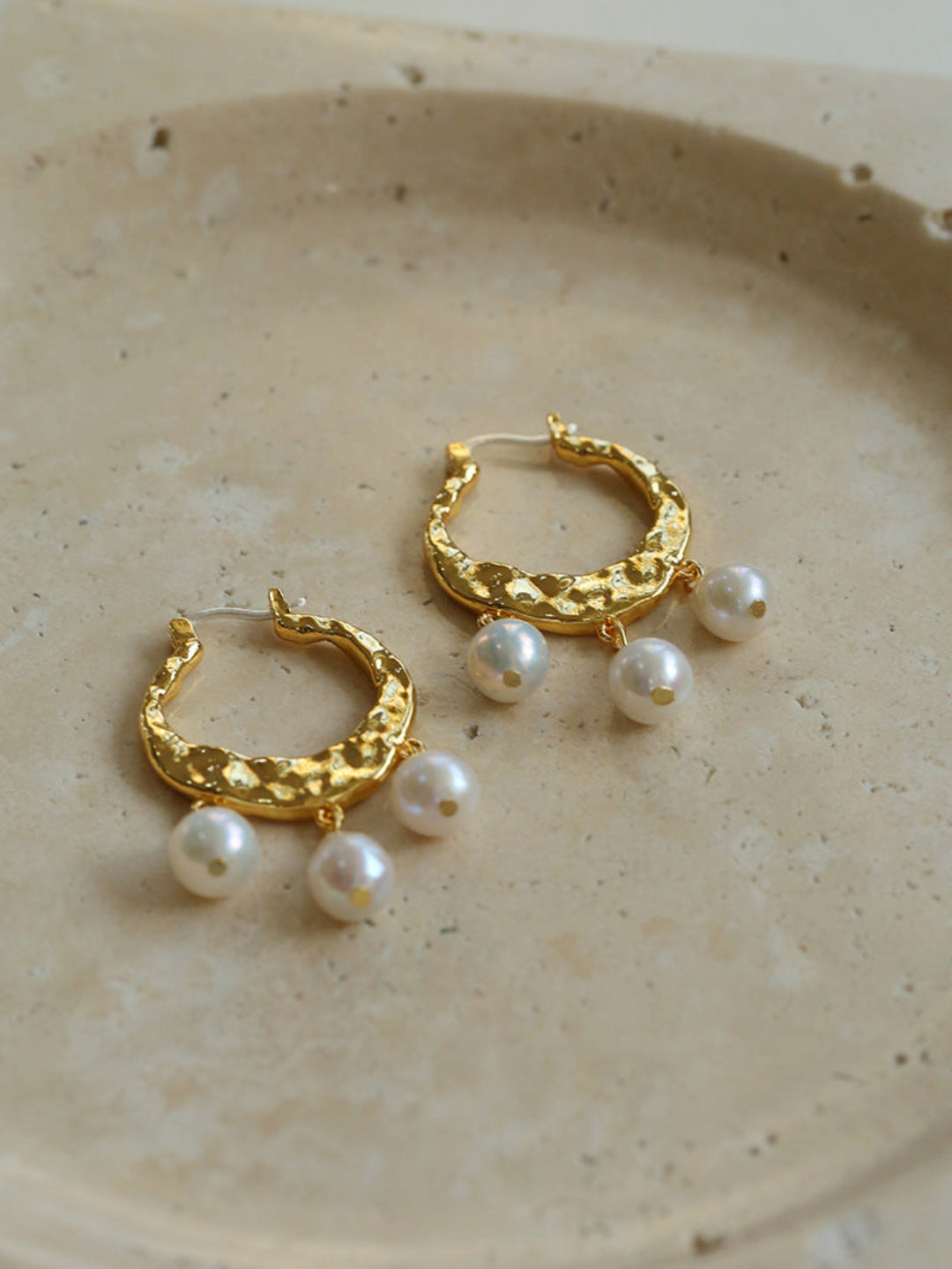 Gembea Jewelry Pearl Drop Hoop Earrings