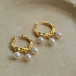 Gembea Jewelry Pearl Drop Hoop Earrings