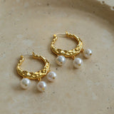 Gembea Jewelry Pearl Drop Hoop Earrings