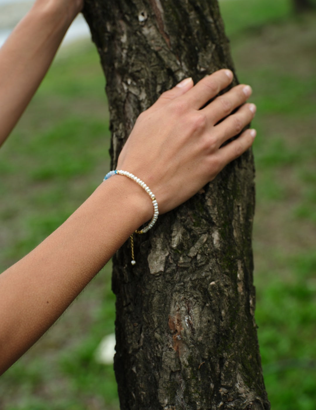 Tidal Stars Aquamarine Freshwater Pearl Bracelet gembea jewelry