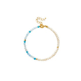 Tidal Stars Aquamarine Freshwater Pearl Bracelet gembea jewelry