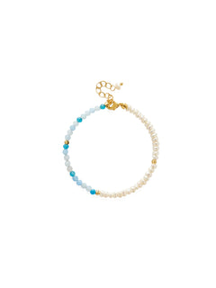 Tidal Stars Aquamarine Freshwater Pearl Bracelet gembea jewelry