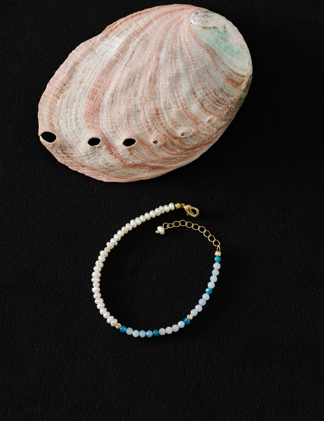 Tidal Stars Aquamarine Freshwater Pearl Bracelet gembea jewelry