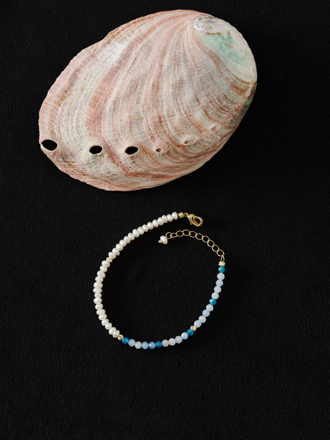 Tidal Stars Aquamarine Freshwater Pearl Bracelet gembea jewelry