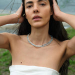 Tidal Stars Aquamarine Freshwater Pearl Necklace gembea jewelry