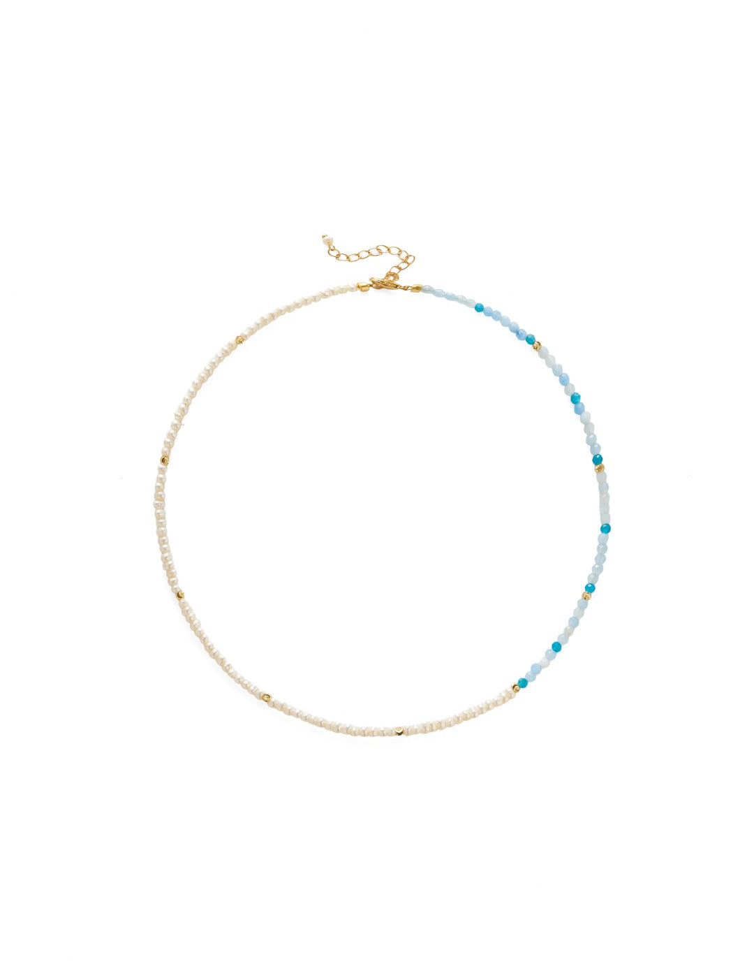 Tidal Stars Aquamarine Freshwater Pearl Necklace gembea jewelry