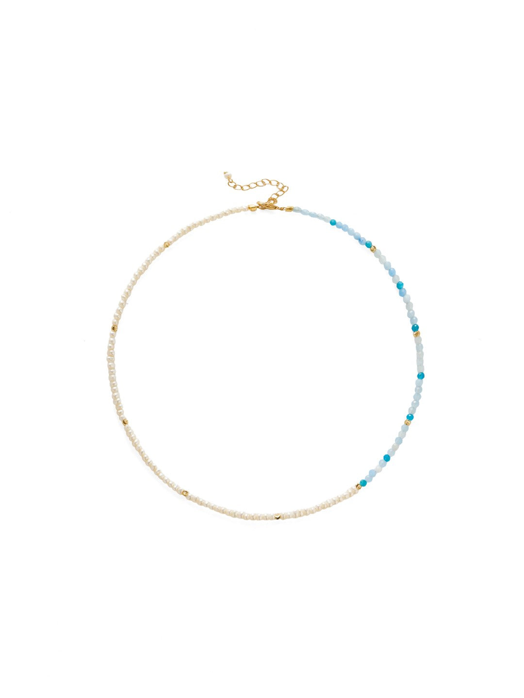 Tidal Stars Aquamarine Freshwater Pearl Necklace gembea jewelry