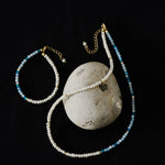 Tidal Stars Aquamarine Freshwater Pearl Necklace gembea jewelry