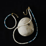 Tidal Stars Aquamarine Freshwater Pearl Necklace gembea jewelry