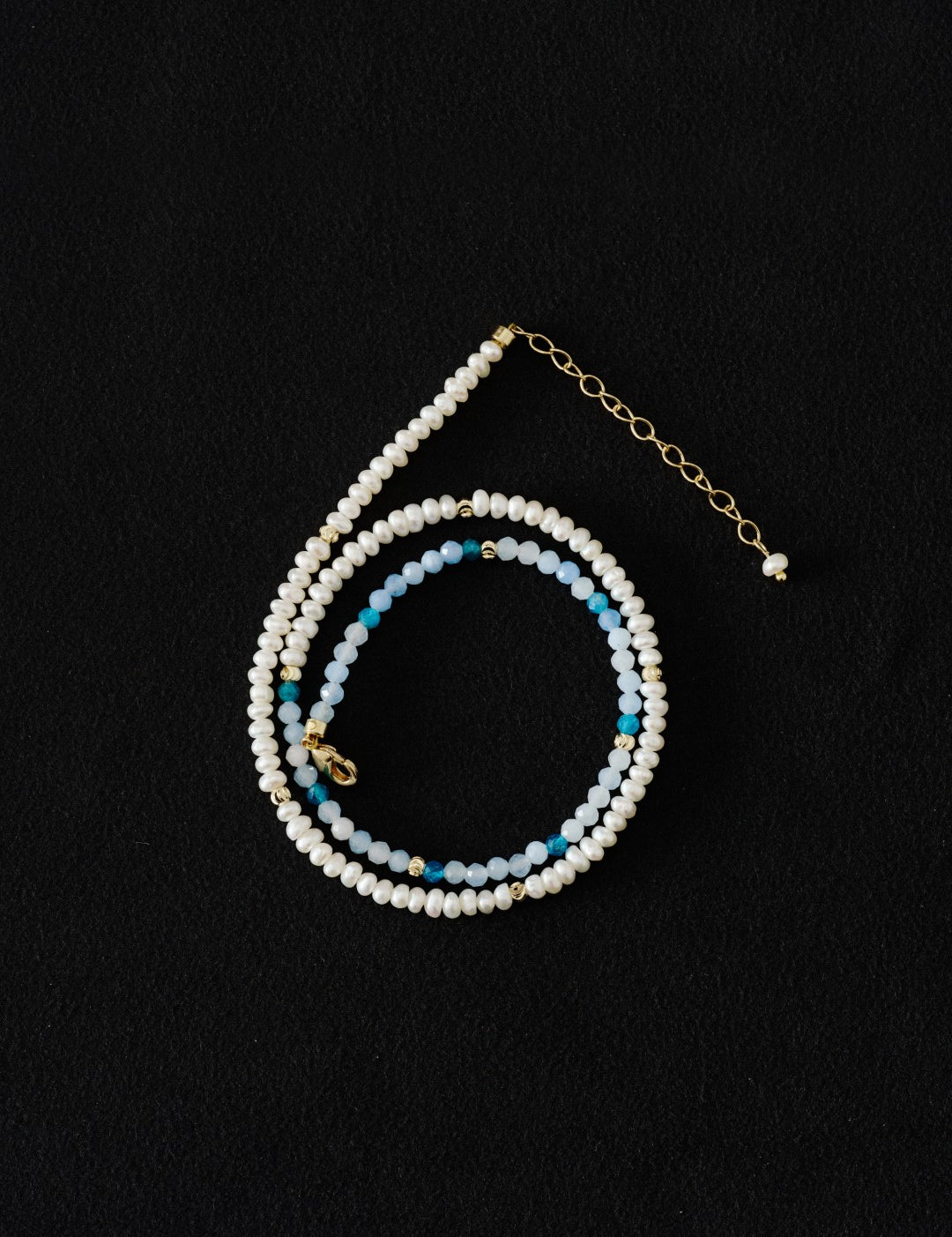 Tidal Stars Aquamarine Freshwater Pearl Necklace gembea jewelry