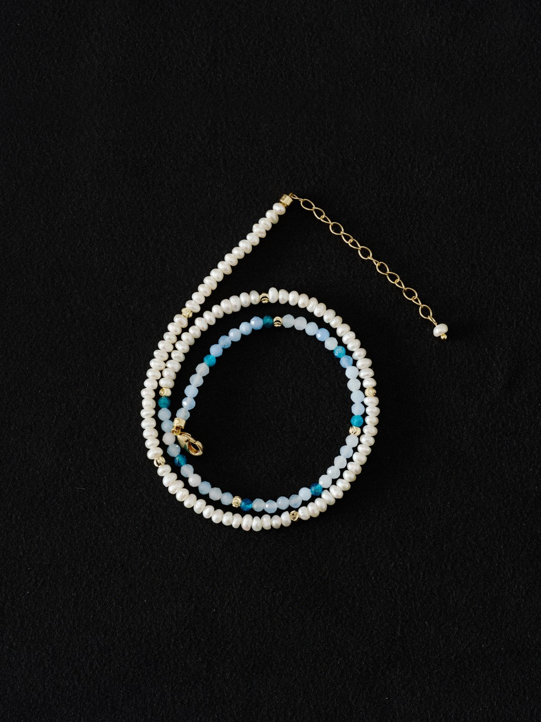 Tidal Stars Aquamarine Freshwater Pearl Necklace gembea jewelry