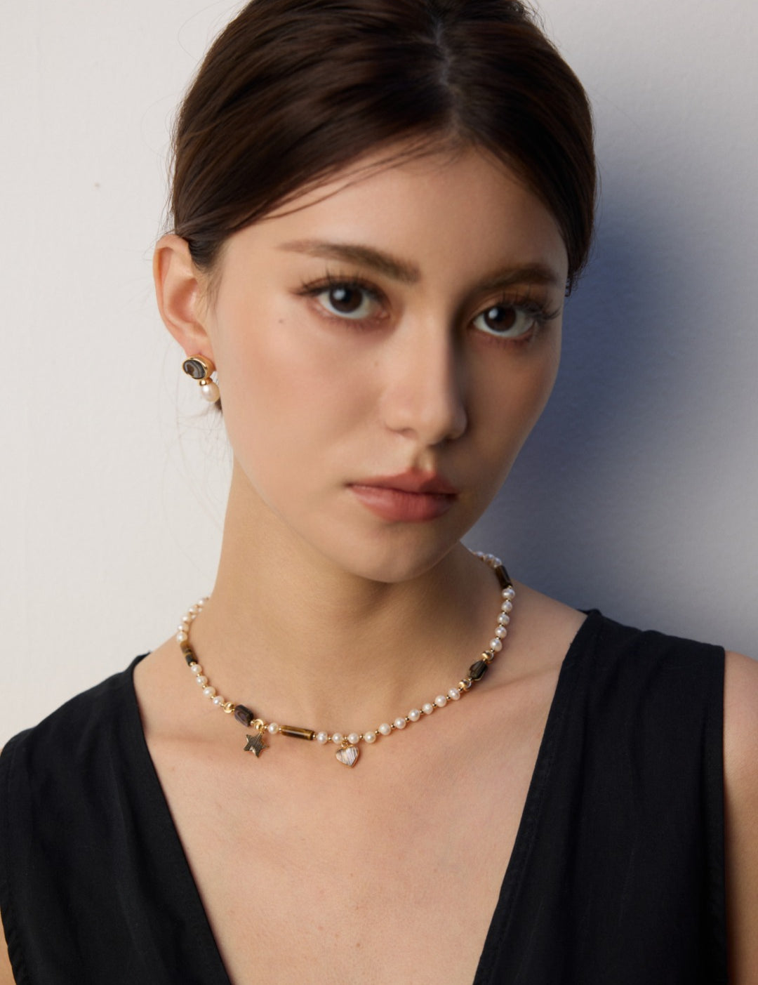 Tiger Eye Stone Abalone Shell Pearl Necklace Gembea Jewelry