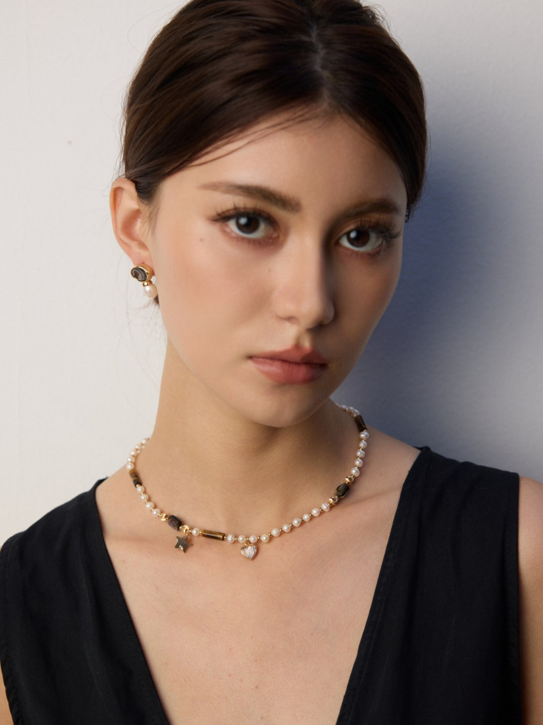 Tiger Eye Stone Abalone Shell Pearl Necklace Gembea Jewelry