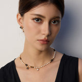 Tiger Eye Stone Abalone Shell Pearl Necklace Gembea Jewelry