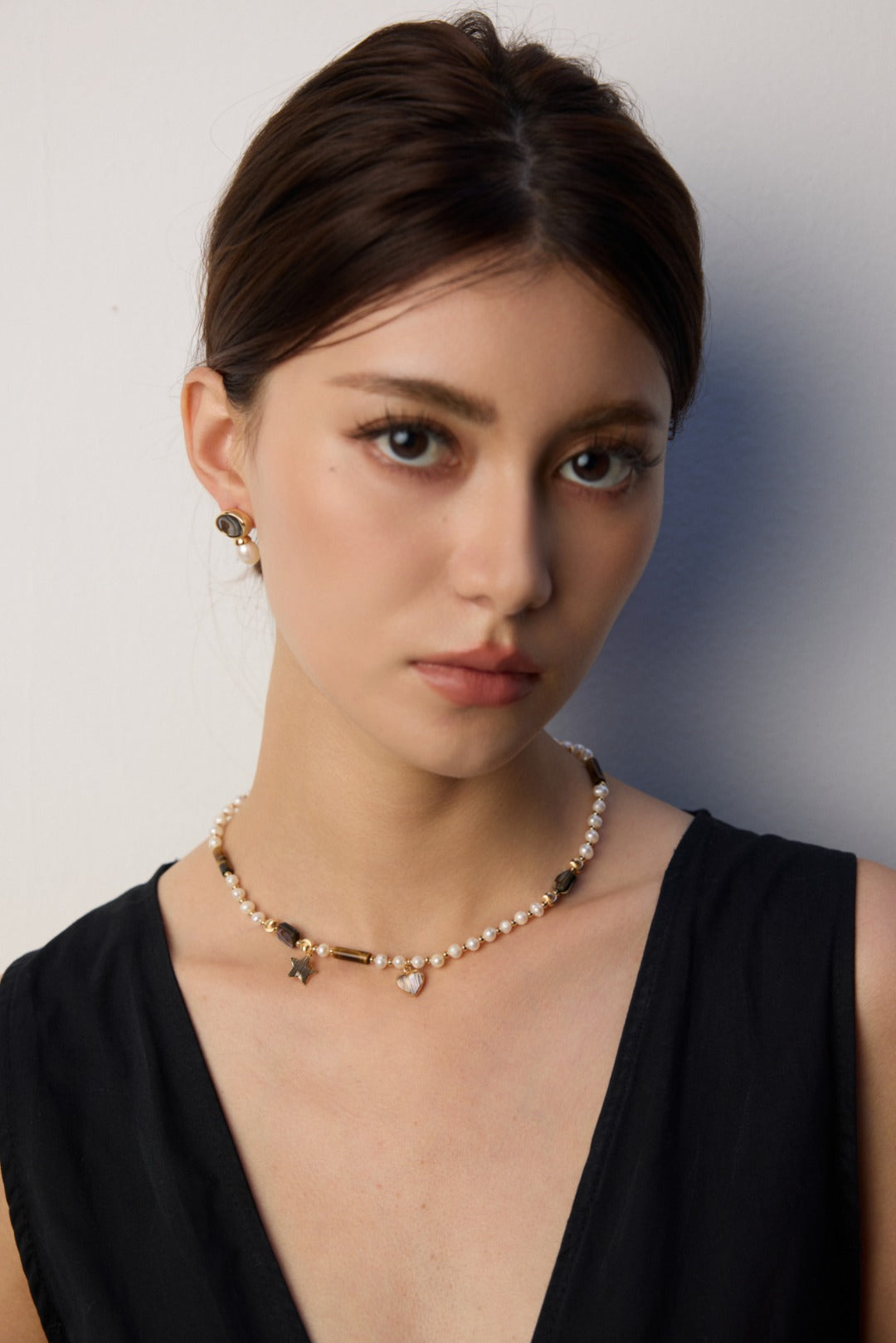 Tiger Eye Stone Abalone Shell Pearl Necklace Gembea Jewelry