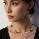 Tiger Eye Stone Abalone Shell Pearl Necklace Gembea Jewelry