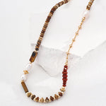 Tiger Eye Stone Red Stone Beaded Pearl Necklace - Gembea Jewelry