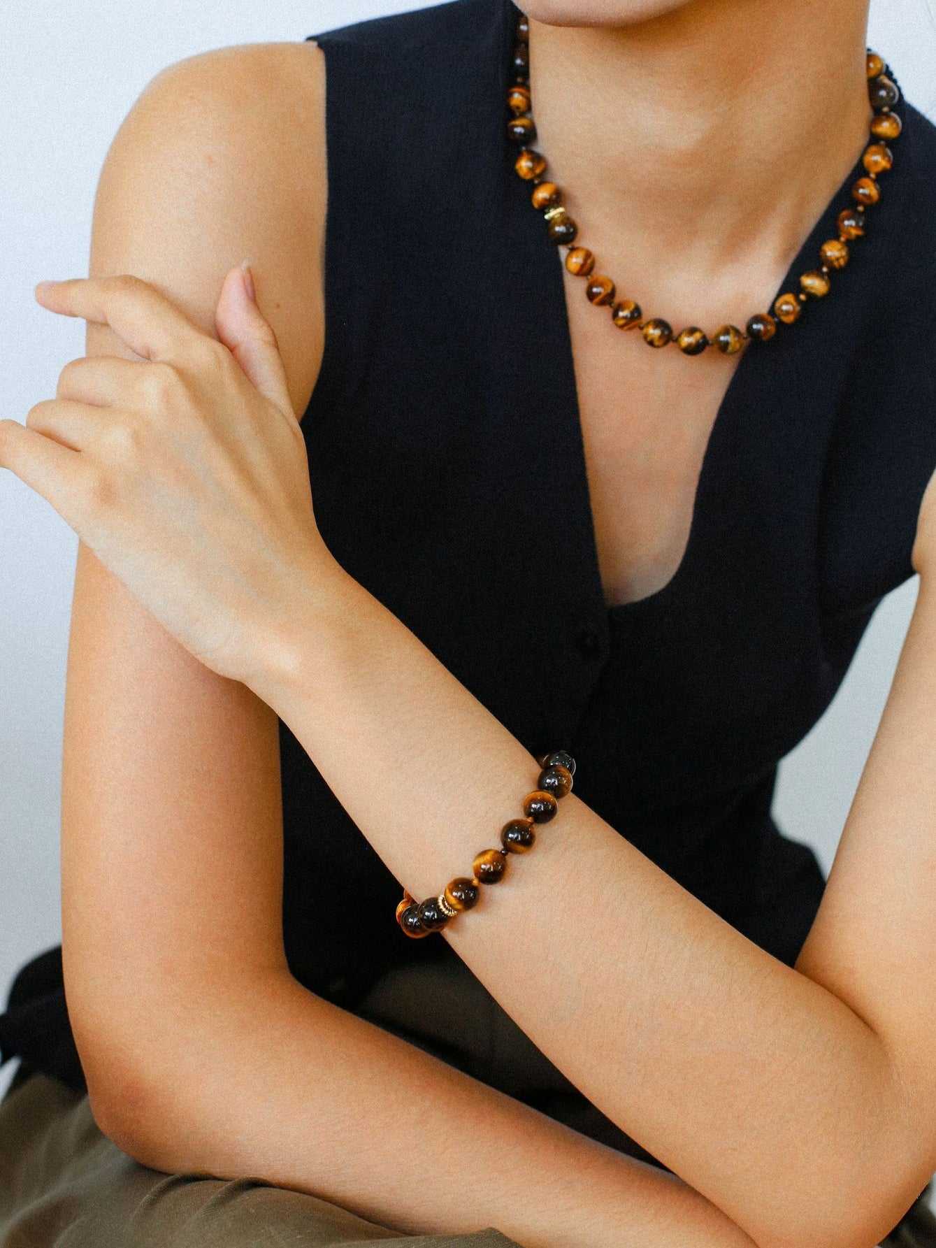 Tiger's Eye Beaded Bracelet-Gembea Jewelry