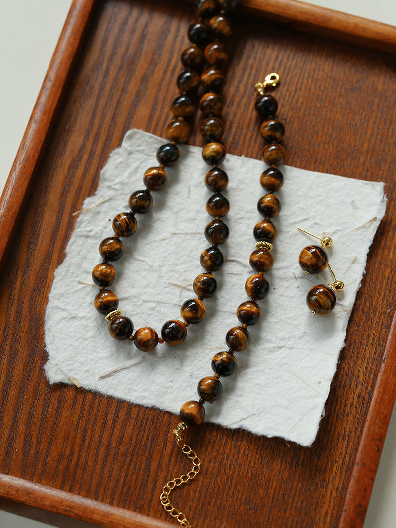 Tiger's Eye Beaded Bracelet-Gembea Jewelry