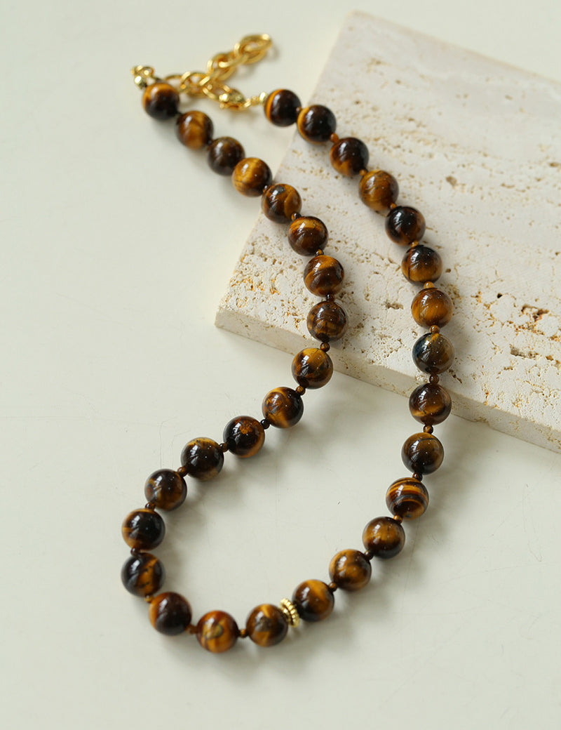 Tiger's Eye Beaded Necklace-Gembea Jewelry