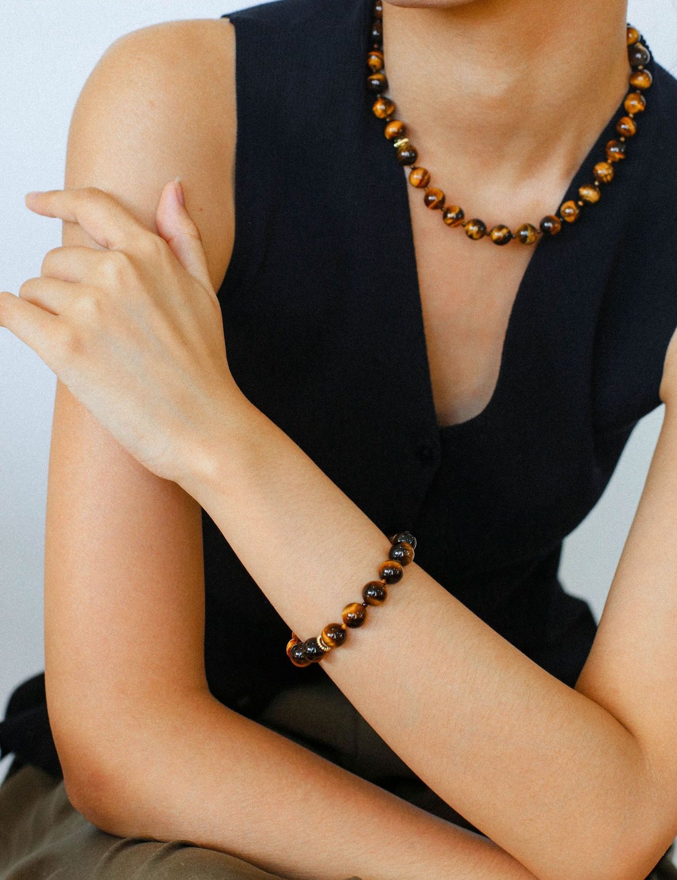 Tiger's Eye Beaded Necklace-Gembea Jewelry